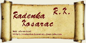 Radenka Košarac vizit kartica
